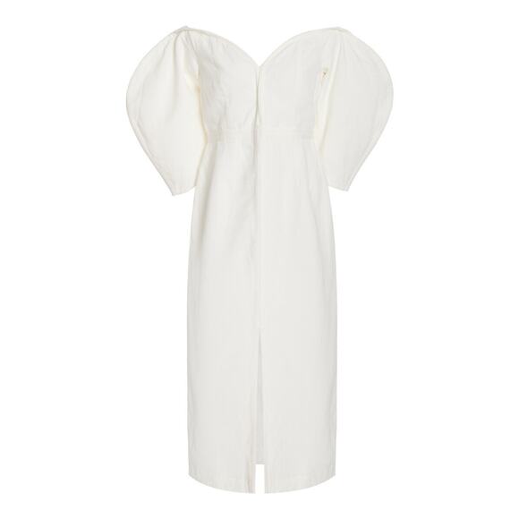 NWT Mara Hoffman Leonara off-the-shoulder Lyocell linen-blend midi dress sz 0 - Picture 2 of 11